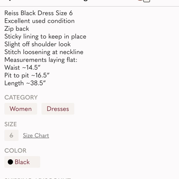 Reiss Black Dress Size 6 - Picture 7 of 7